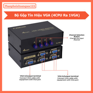 Bộ Gộp VGA 2CPU/4CPU Ra 1 VGA – VGA Switch 2 In 1 Out/4 In 1 Out Vỏ Kim Loại Chống Nhiễu
