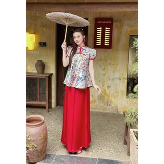 🔥🧧SÉT ÁO TẾT NHÃ VÂN PHỐI QUẦN LỤA SUÔNG (sét mặc Tết, Trung Thu, diện đi Lễ chùa, pháp phục cao cấp, TKCC)
