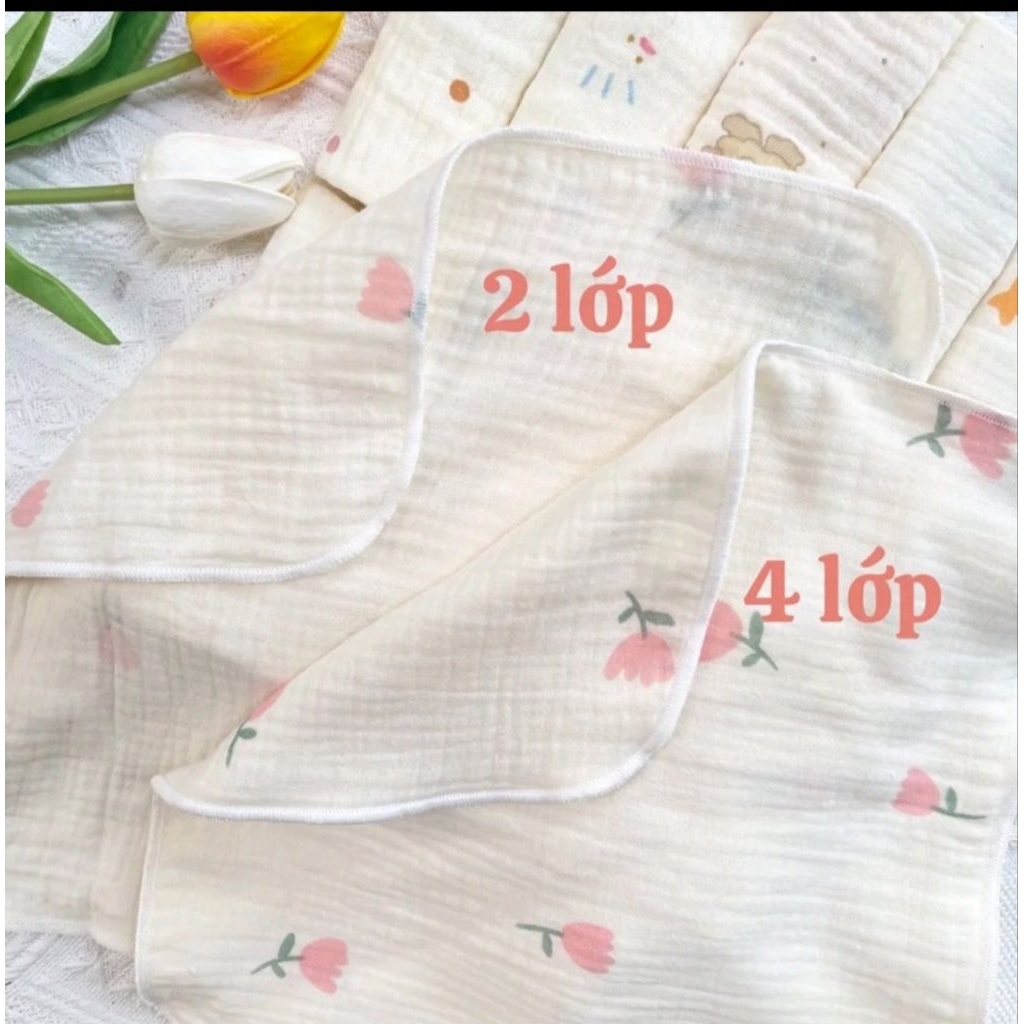 Set 5 khăn xô và set 10 khăn xô muslin 2 lớp và 4 lớp siêu thấm hút,mềm mại dành cho bé sơ sinh(size 28x28cm) BB245