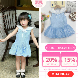 Váy Bí Bé Gái Màu Xanh Cổ Thủy Thủ J7751 - Đầm Cotton Thô Hàn Dáng Bí Xinh Xắn