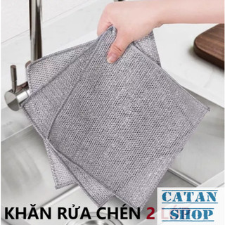 Khăn Rửa Chén Lau Chén Bát Sợi Cước Đan Lưới Kim Cương 2 Lớp Đa Năng Tiện Lợi, Siêu Bền Dễ Làm Sạch