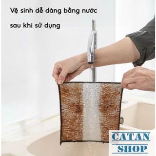 Khăn Rửa Chén Lau Chén Bát Sợi Cước Đan Lưới Kim Cương 2 Lớp Đa Năng Tiện Lợi, Siêu Bền Dễ Làm Sạch