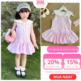 Váy Bí Bé Gái Hot Trend Hồng Cổ Thủy Thủ J7751 - Đầm Cotton Thô Hàn Phối Ren Đáng Yêu