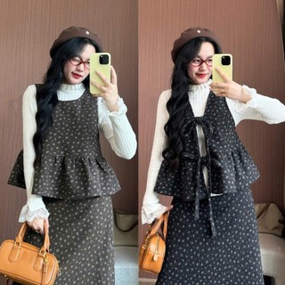 [Ko Kèm Áo Trong] Áo Yếm Hoa Nhí Mặc 2 Kiểu Cột Nơ Dáng Xòe – Phong Cách Vintage Hàn Quốc dành cho Nữ (lẻ yếm)
