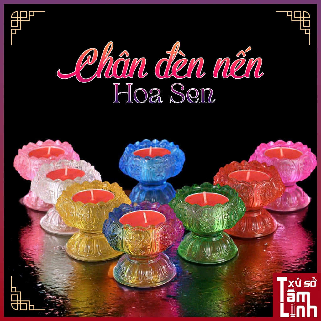[Hàng Cao Cấp Loại 1] Chân Đèn, Đế Nến Cao Cấp Lưu Ly Hoa Sen Bát Cát Tường Trang Trí Bàn Thờ - Xứ Sở Tâm Linh