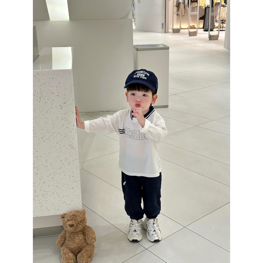 Set bộ dài tay bé trai 1-6 tuổi Miniumbaby in chữ số cún dễ thương, chất vải cotton mềm mại SB2526