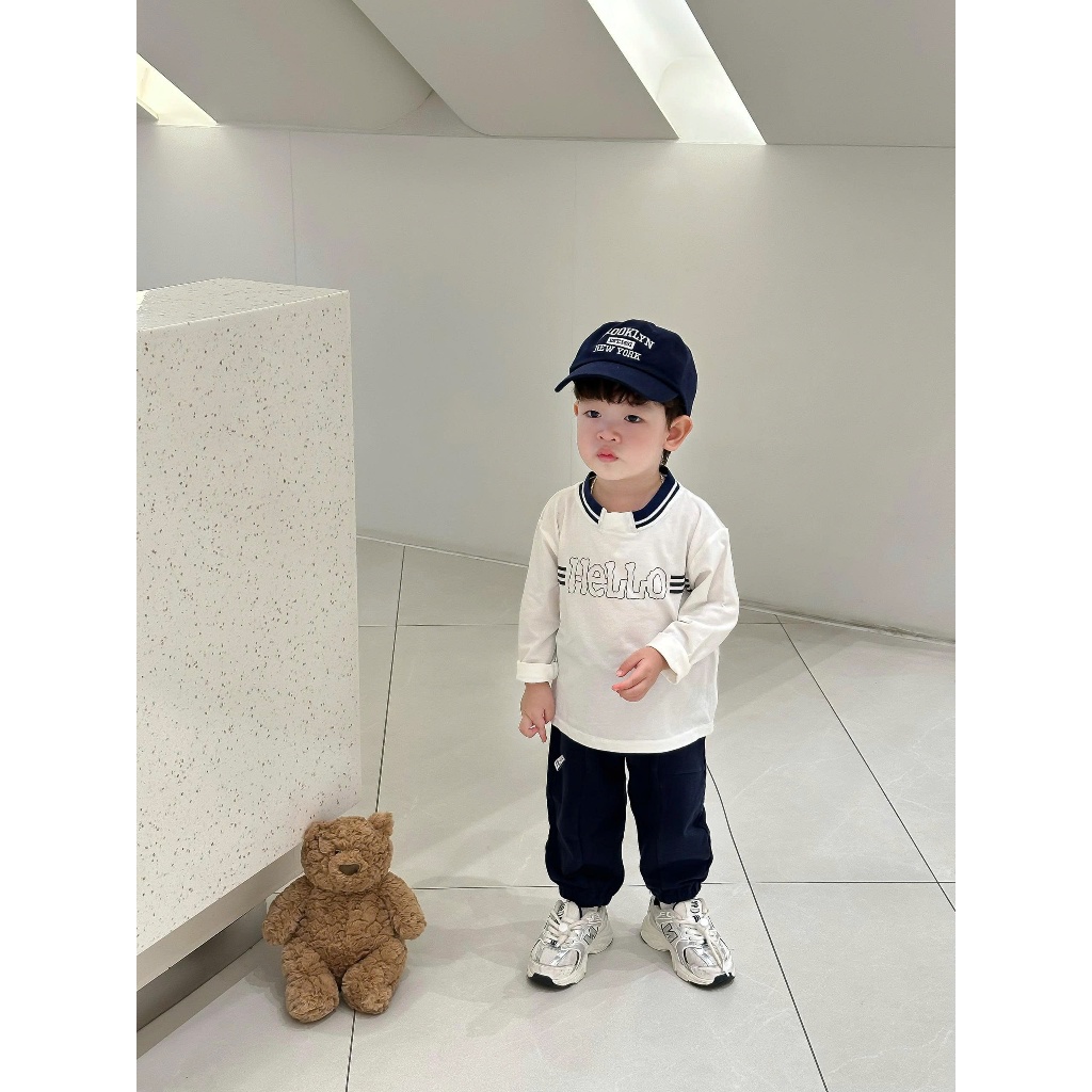 Set bộ dài tay bé trai 1-6 tuổi Miniumbaby in chữ số cún dễ thương, chất vải cotton mềm mại SB2526