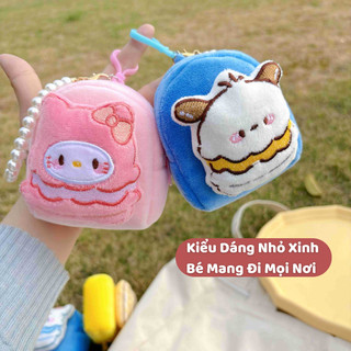 Ví Đựng Tiền Mini Kuromi, Kitty, Melody, Pochaco Dễ Thương Cho Bé, Dây Đeo Ngọc Trai Lấp Lánh Chất Liệu Vải Bông Mềm Mại