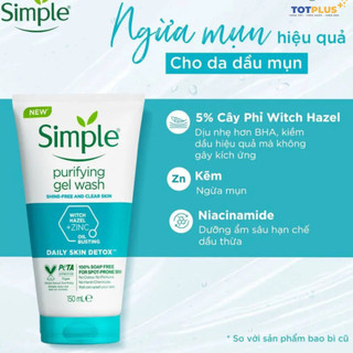 Sữa Rửa Mặt Simple Purifying 150ml - Sữa Rửa Mặt Cho Da Mụn, Da Dầu - Hàng Chính Hãng