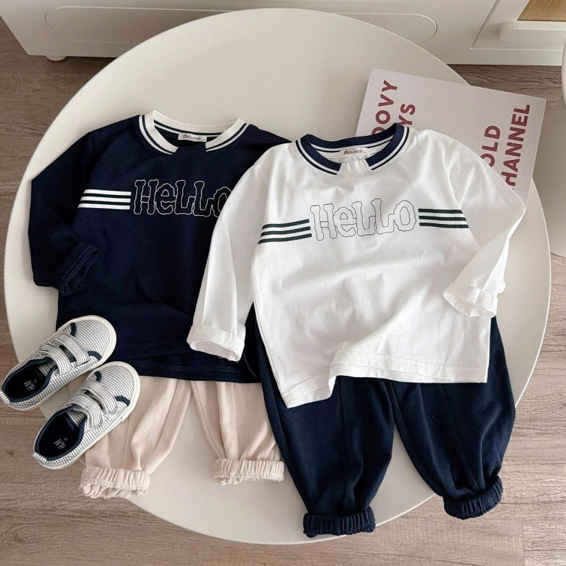 Set bộ dài tay bé trai 1-6 tuổi Miniumbaby in chữ số cún dễ thương, chất vải cotton mềm mại SB2526