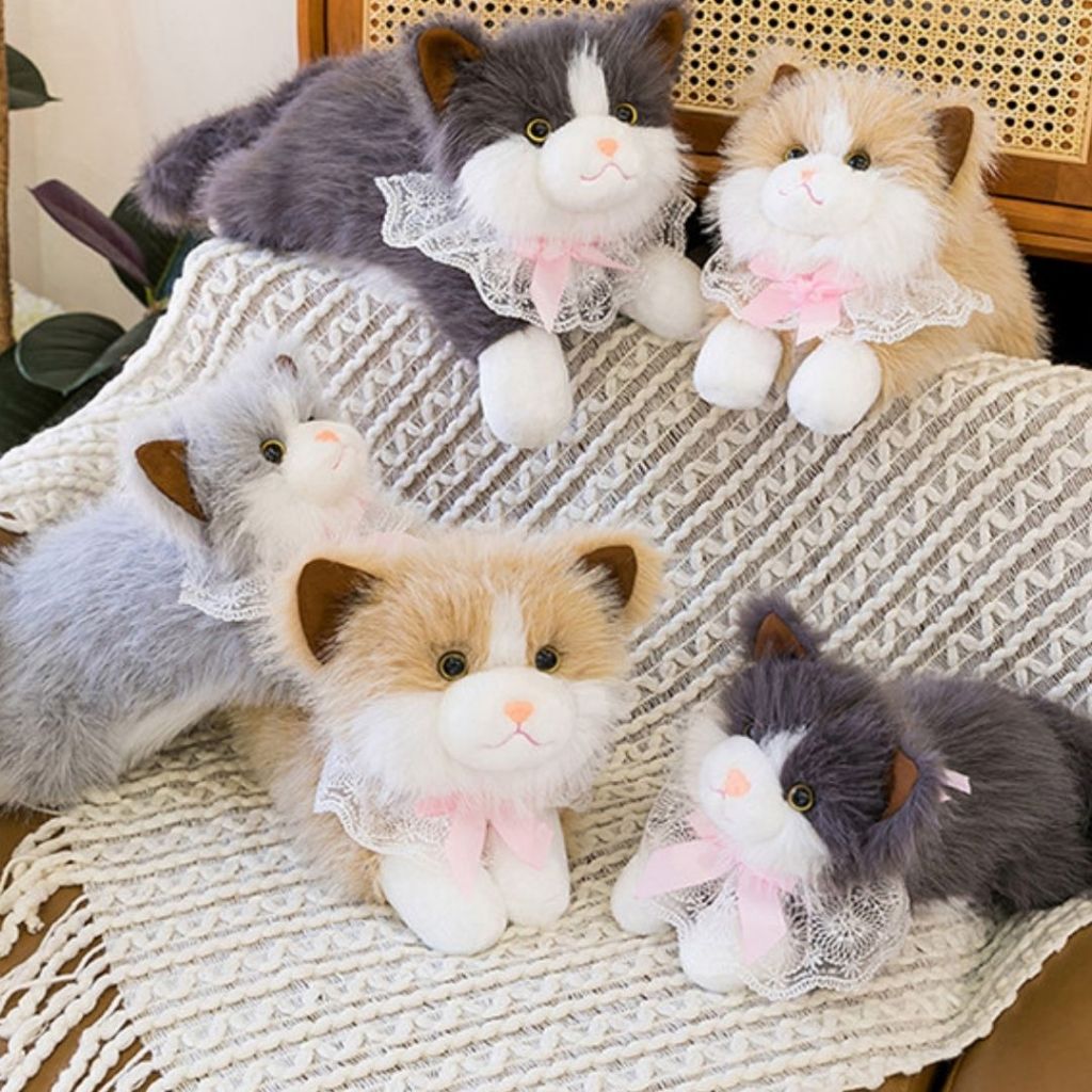Gấu Bông Mèo Giống Thật, Mèo Bông Lông Mềm Mại Như Lông Mèo Thật Làm Quà Tặng Cho Bé, Bạn Gái