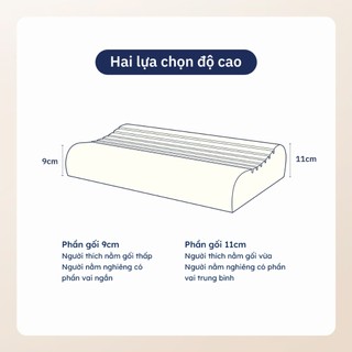 Gối Công Thái Học Wave Ru9 | Nâng Đỡ Cổ Vai Gáy | Đường Cắt Laser Giảm Độ Dốc Tránh Ngửa Đầu | 2 Độ Cao