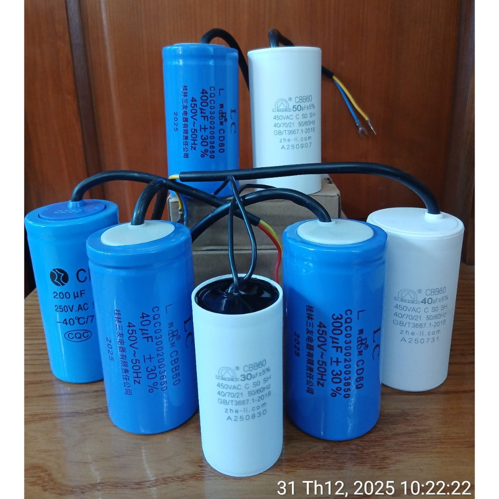 Tụ điện 200uf, 300uf,400uf, 30uf, 40uf, 50uf loại tốt dùng cho motor ...
