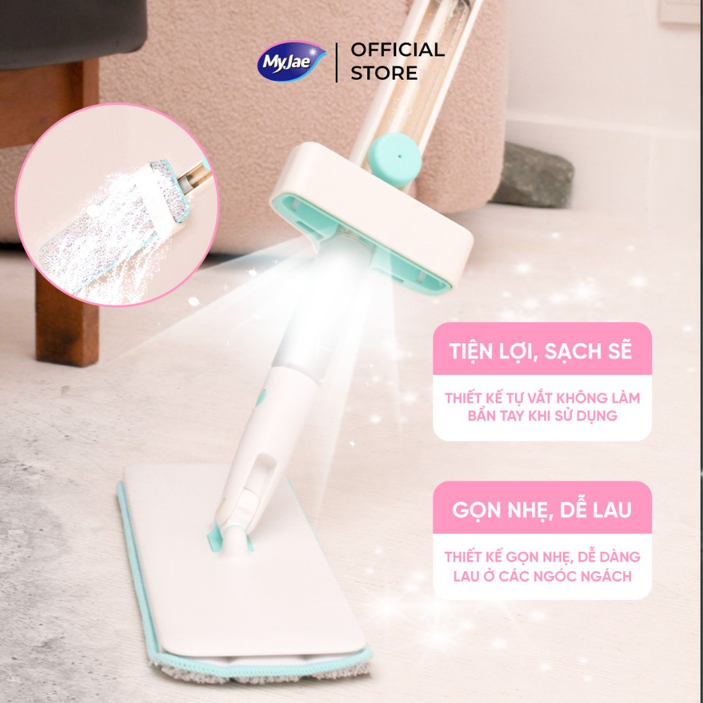 Cây lau nhà tự vắt phun sương MyJae xoay 360 độ sợi Microfiber