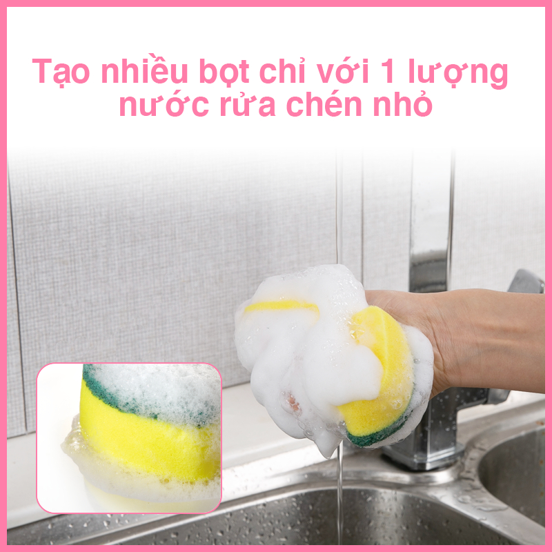 Combo 3 Bịch Miếng bọt biển rửa chén MyJae 2 mặt, mút xốp rửa bát đa năng