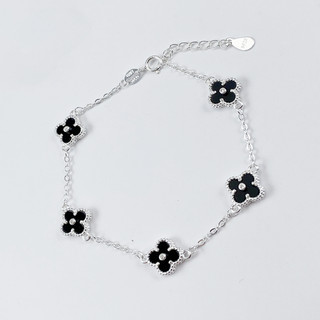 Vòng tay bạc Four Leaf cỏ 4 lá đính đá Bracelet Silver 2186