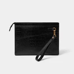 Clutch Cầm Tay Da Bò In Vân Cá Sấu, Chất Liệu Da Bò, Kiểu Dáng Sang Trọng 27x20x5cm — ảnh 4
