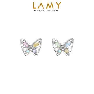 Khuyên tai bạc LAMY butterfly wings studded cánh bướm đính đá 3279