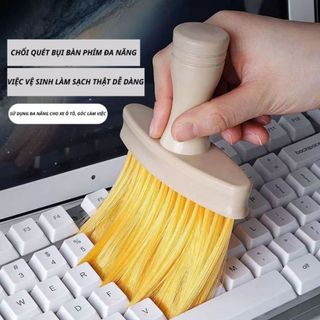 Homee.cok Chổi Quét Bụi Lông Mềm Cán Gỗ Vệ Sinh Bàn Phím Ô Tô Máy Ảnh Laptop Điện Thoại Cực Sạch