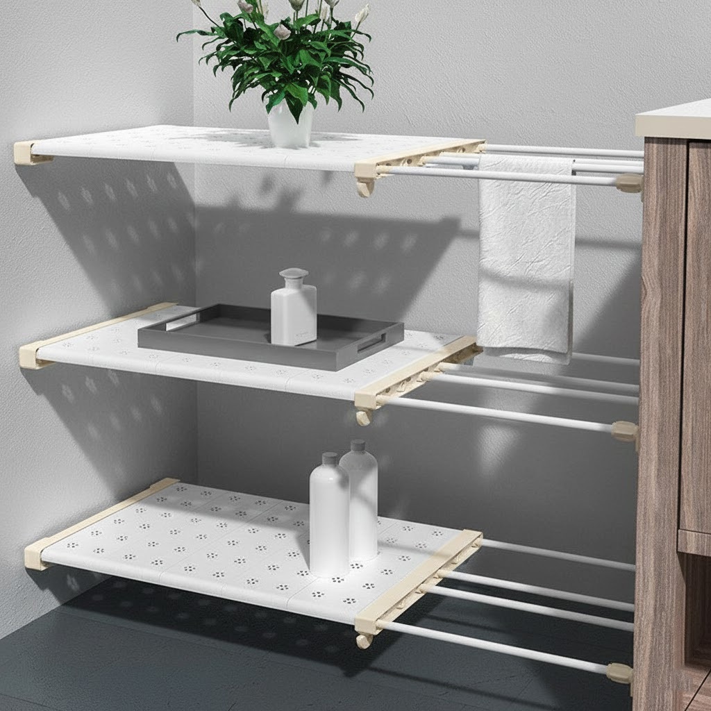 Kệ Đa Năng Chia Ngắn Tủ, Nhà Bếp, Nhà Tắm, Đựng Quần Áo Siêu Tiện Dụng