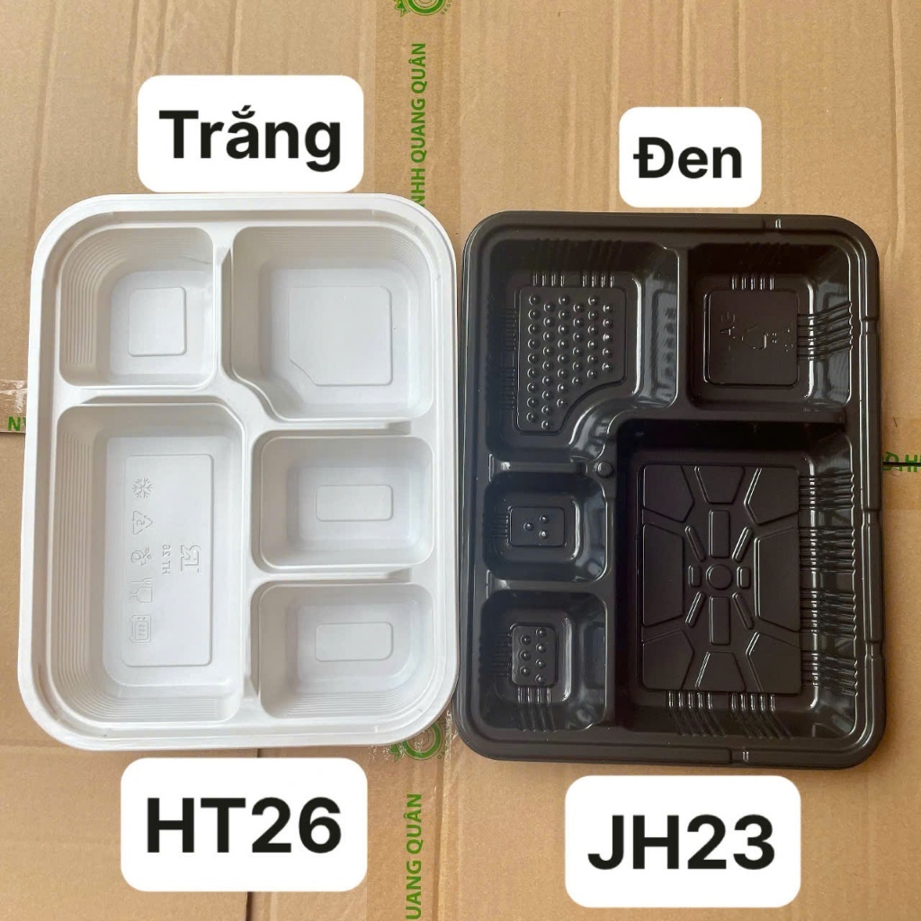 Combo 10 khay cơm văn phòng 5 ngăn có nắp đựng suất ăn tiện lợi
