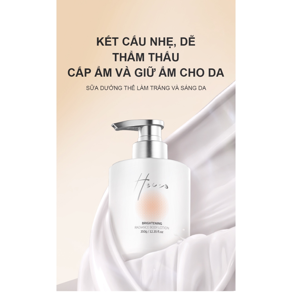 Sữa dưỡng thể  sáng da HEXZE 350g, dưỡng ẩm, dưỡng sáng, không bết dính hương thơm tự nhiên