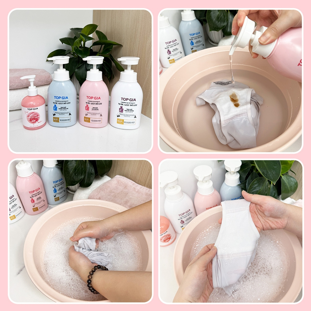 Set 3 Chai Nước Giặt Đồ Lót TopGia 520ml - 3 Mùi Oải Hương/ Tràm Trà/ Hoa Anh Đào Dịu Nhẹ Khử Mùi