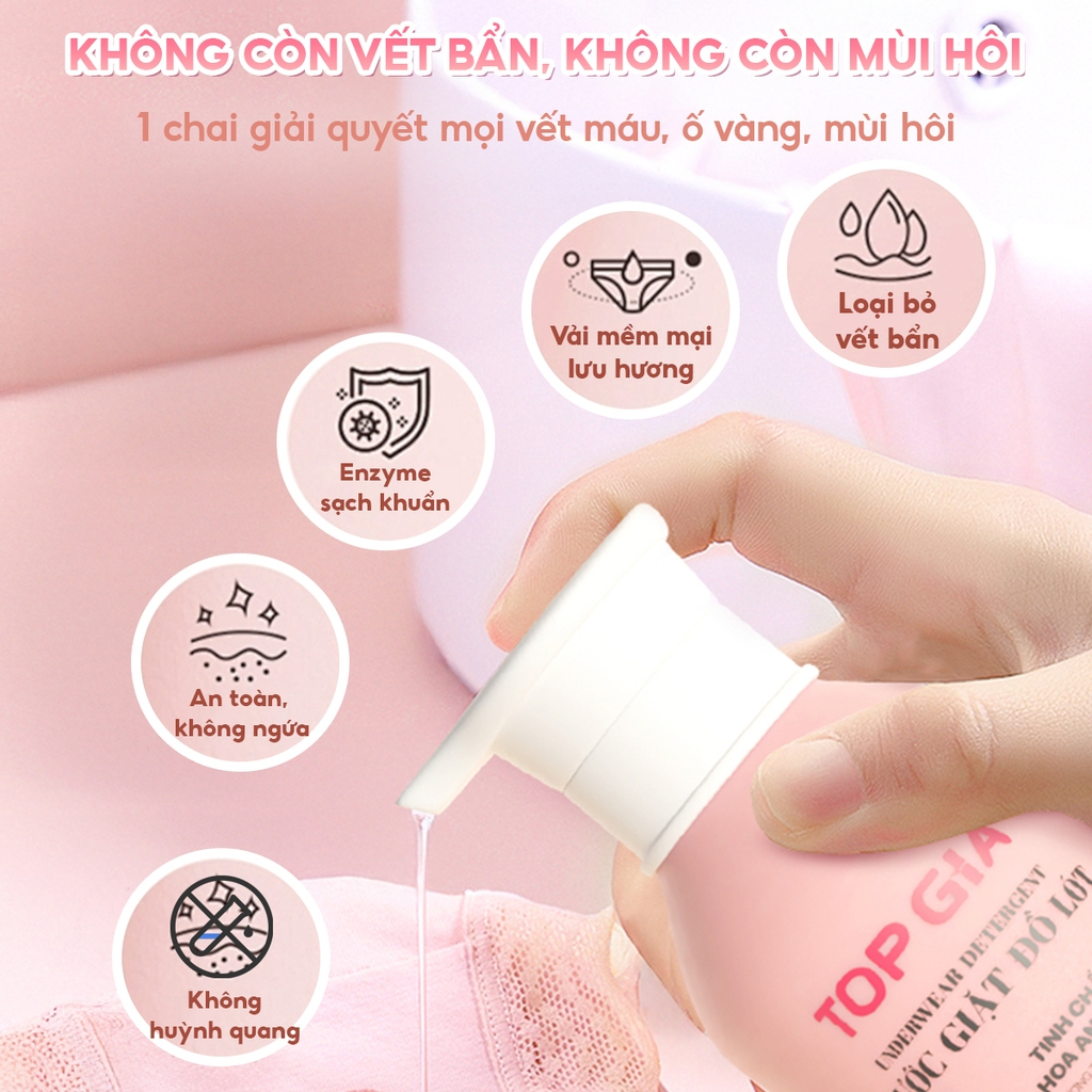 Set 3 Chai Nước Giặt Đồ Lót TopGia 520ml - 3 Mùi Oải Hương/ Tràm Trà/ Hoa Anh Đào Dịu Nhẹ Khử Mùi