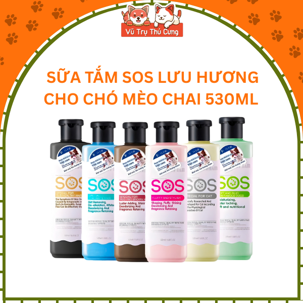 (Chính hãng) Sữa tắm SOS cho Chó Mèo 530ml giúp mượt lông và lưu hương thơm