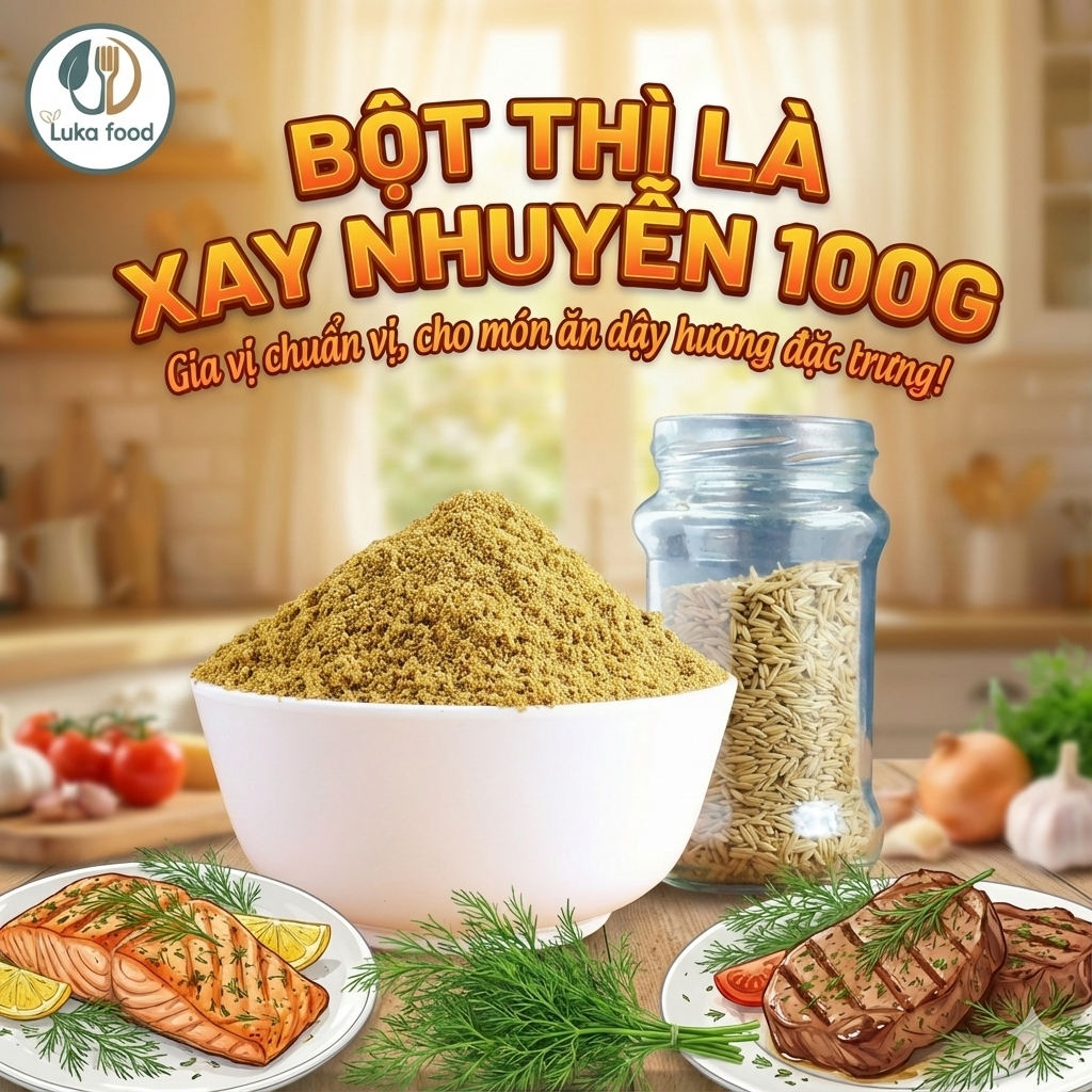 Bột Thì Là Xay Nhuyễn 100g - Gia Vị Làm Chả Cá, Nấu Canh Chua, Khử Tanh Hải Sản, Thơm Nồng Tự Nhiên Luka Food