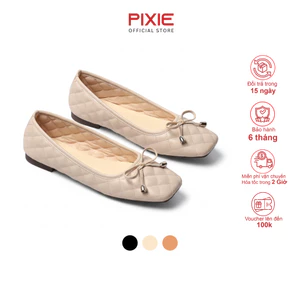 Giày Búp Bê Nữ Đế Bệt Quai Chần Chỉ Phối Nơ Nhỏ Pixie H420