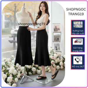chân váy bút chì chất vittex co giãn nhẹ, chân váy phối cá dáng dài 80cm phong cách công sở
