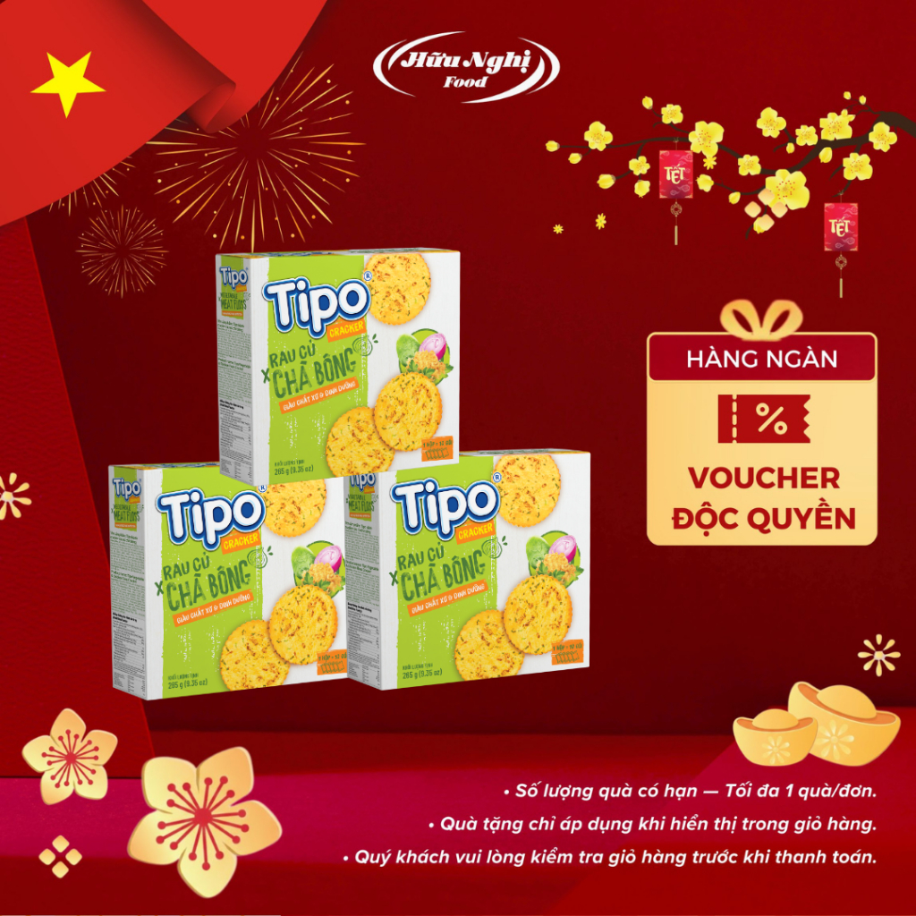 Bánh quy rau củ chà bông Tipo 265g Hữu Nghị dinh dưỡng, ngon giòn, ăn ...