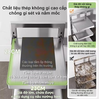 Kệ để xoong nồi inox Kệ Nhà Bếp đựng đồ Nó có thể chịu được trọng lượng 100kg Chiều cao có thể điều chỉnh