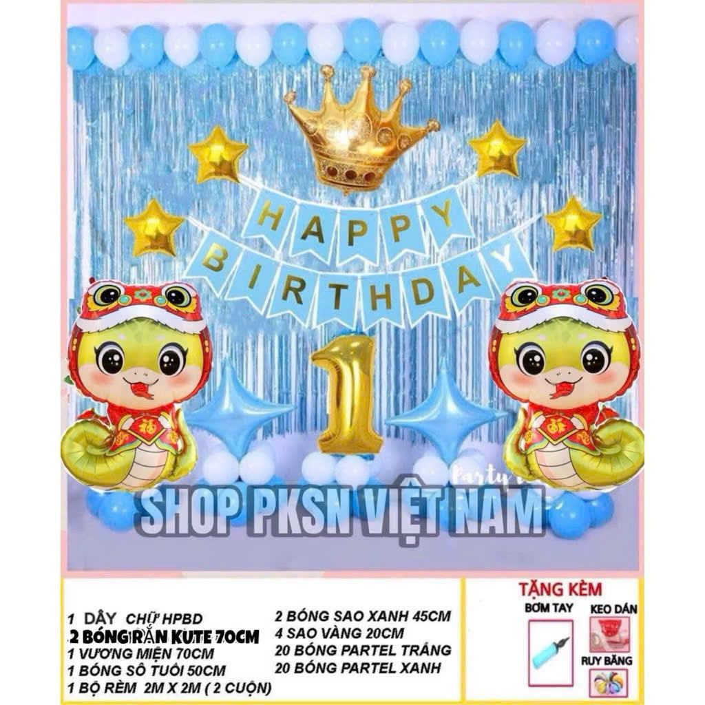 Sét Sinh Nhật Tuổi Rắn, Tuổi Rồng,Kurumi, Công chúa, Thỏ, Gấu Cho bé Trai và Gái ( tặng Bơm + Keo + Ruy băng)