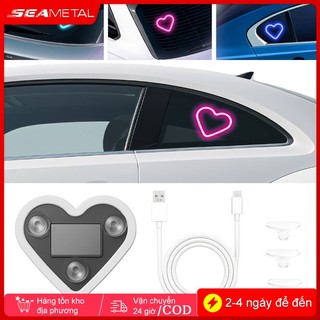 SEAMETAL LED Xe Ô Tô Năng Lượng Mặt Trời Dây Phát Sáng Trái Tim Bầu Không Khí Neon Ánh Sáng Nội Thất Ô Tô Cửa Sổ Xung Qu