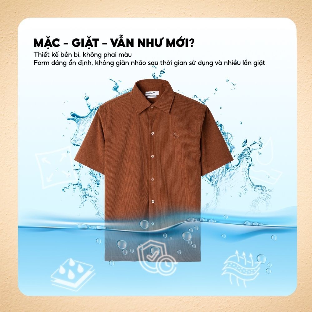 [VẢI VELVET L1] Sơ mi tay ngắn ROYQUIN chất liệu nhung tăm cao cấp, bề mặt mịn nhẹ, phom thoải mái, dễ phối đồ - FEAER