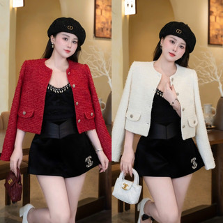 [ Ảnh thật + video] Áo dạ tweed nắp túi