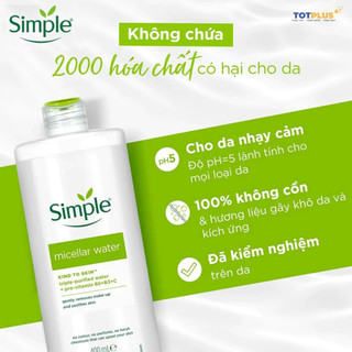 Nước Tẩy Trang Simple 200ml - Sạch Nhẹ Nhàng, Không Cồn, Không Hương Liệu