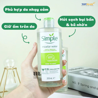 Nước Tẩy Trang Simple 200ml - Sạch Nhẹ Nhàng, Không Cồn, Không Hương Liệu