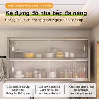 【Treo Tường】BMZAR Kệ Để Chén Đĩa Inox 304  Kệ để chén bát có nắp đậy 2Tầng Chịu tải 200kg