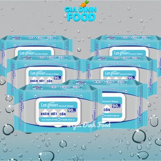 COMBO - Khăn Ướt Cồn LET-GREEN 50 - 90 Miếng/Bao