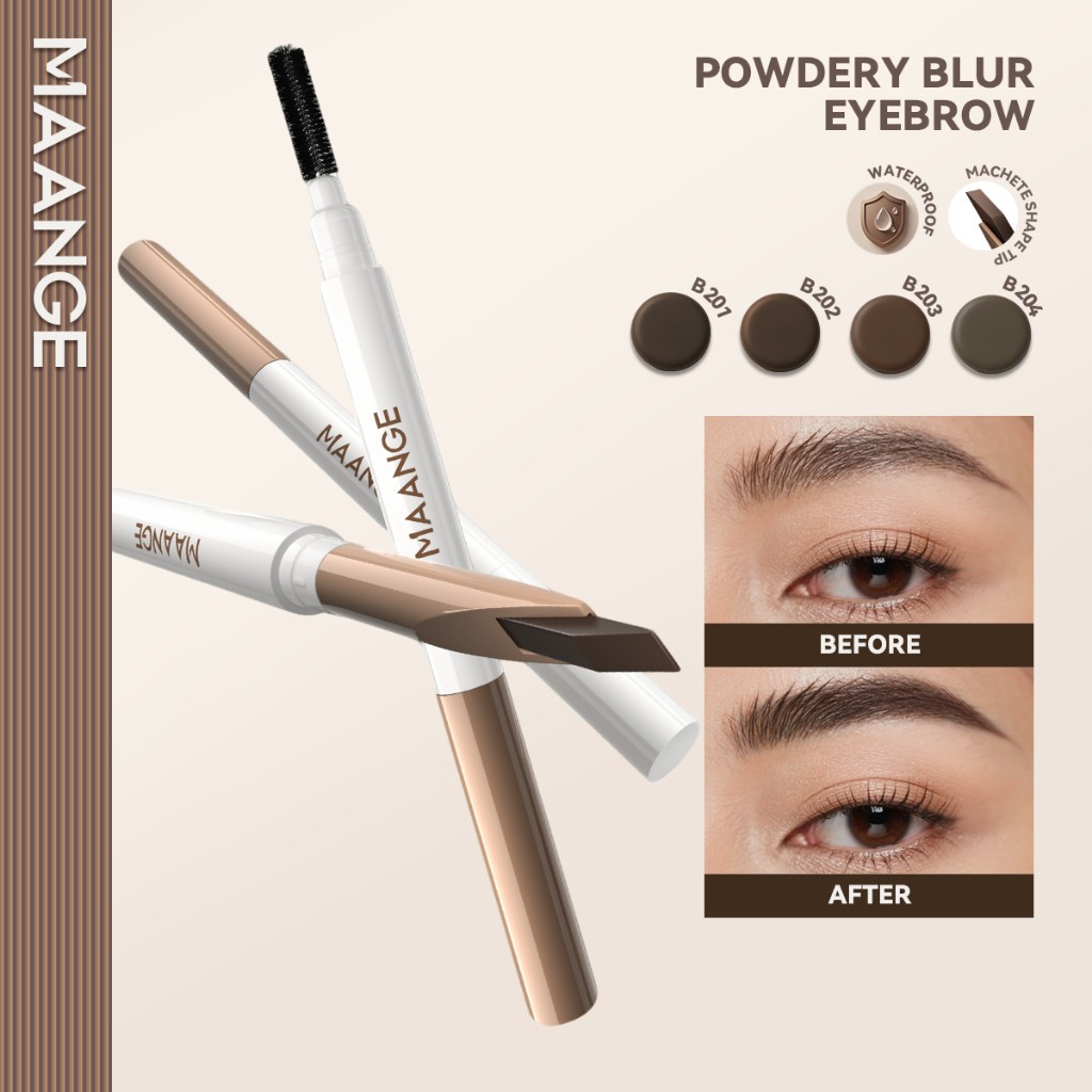 MAANGE Chì Kẻ Mày Tự Nhiên Thiết Kế Hai Đầu Tiện Dụng, Chống Thấm Nước Lâu Trôi 4 Màu E04