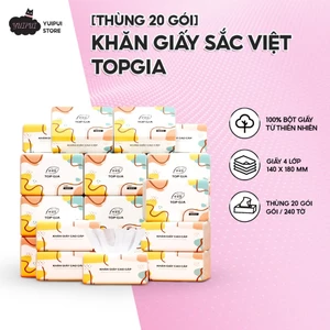 Khăn Giấy Ăn Đa Sắc TOPGIA – Giấy 4 Lớp Mềm Mịn, Thấm Hút Tốt, An Toàn Cho Da
