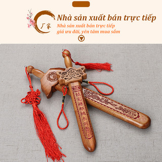 Vật Phong Thủy Gỗ 28cm Bát Quái Thủ Công Mực Chu Sa An Yên