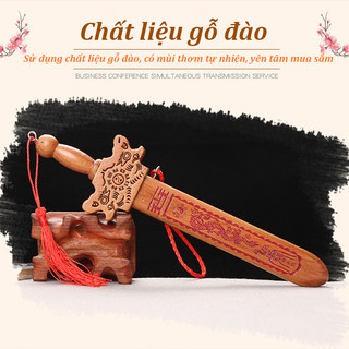 Vật Phong Thủy Gỗ 28cm Bát Quái Thủ Công Mực Chu Sa An Yên