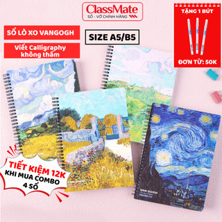 Sổ Lò Xo Van Gogh 100GSM Chấm Dotgrid A5/B5, Sổ Tay Ghi Chép 160 Trang Viết Calligraphy Không Bị Thấm