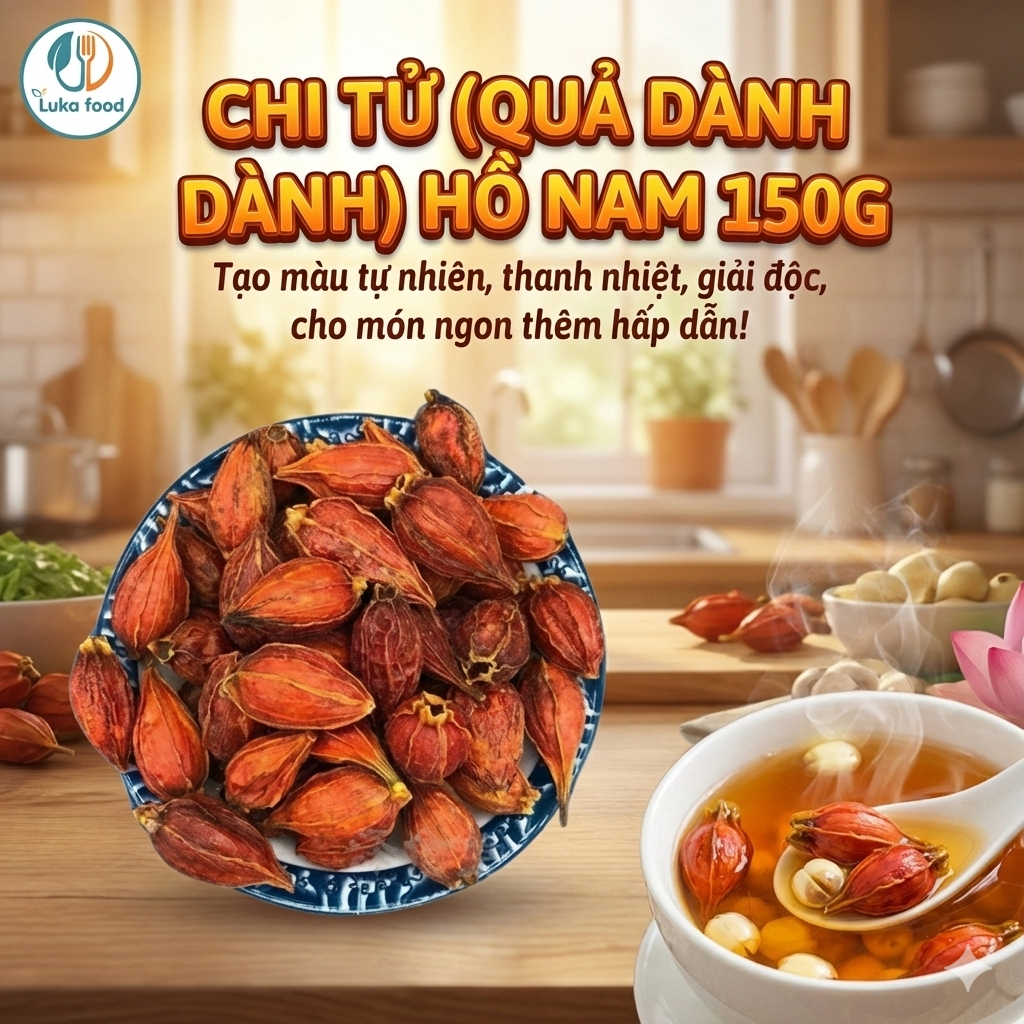 Quả Chi Tử Khô 150g (Dành Dành) - Gia Vị Tạo Màu Vàng Cam Đẹp Mắt Cho Gà Luộc, Xôi, Bánh Luka Food
