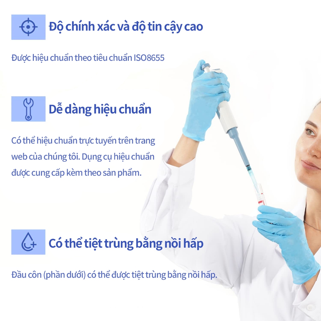 MaiWieel Pipet Định Lượng Chính Xác Cao 10–1000µl Pipet Phòng Thí Nghiệm Chuyên Dụng đầu pipet