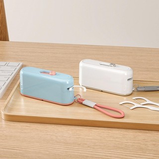 Hộp Đựng Tăm Chỉ Nha Khoa Tự Động Mini Có Gương | Nhả 1 Tay Vệ Sinh | Có Dây Treo Hình Thú Dễ Thương